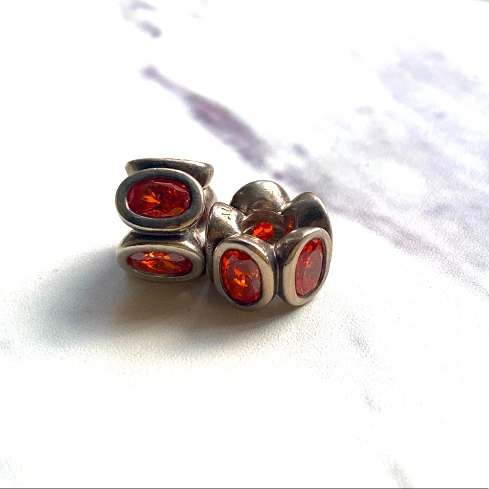 Pandora silver and orange charm